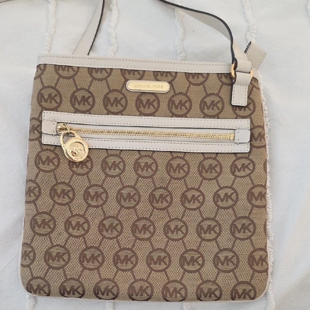 Michael Kors Tan and Cream Crossbody Bag